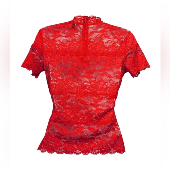 Guess Los Angeles, Shayna Knit Blouse - Red Lace - Size S - Picture 7 of 10